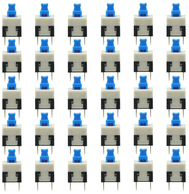 Alt view image 3 of 3 - 20 Pcs Micro Push Button Switch, 6 Pin DPDT Self-Locking Power On/Off Latching Switches 8 x 8mm