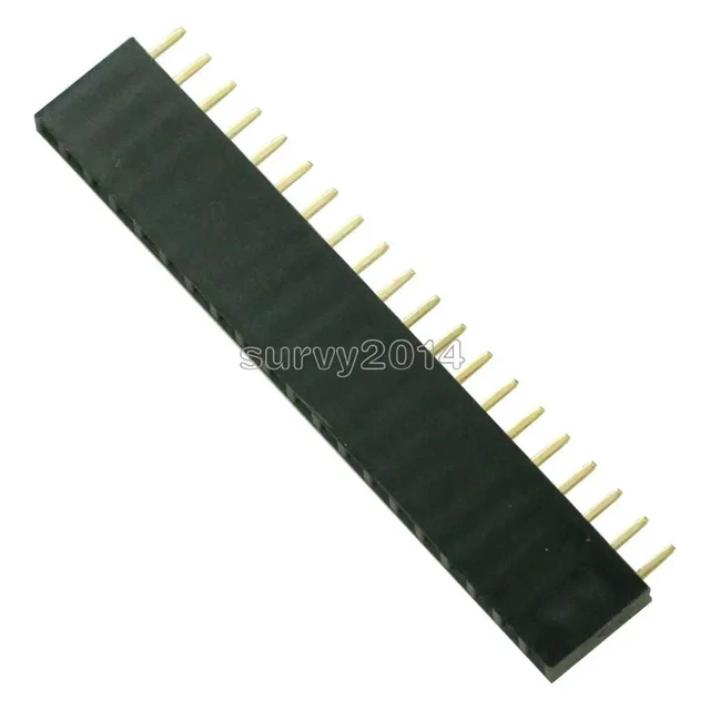 Alt view image 2 of 3 - 10Pcs 20Pin 2.54mm Single Row Female Pin Header 1x20 Straight Pin Socket Connector Pitch for