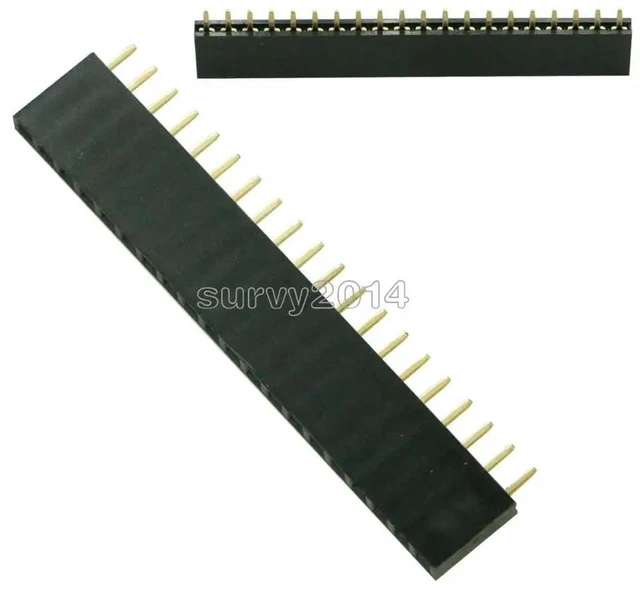 Main image of 10Pcs 20Pin 2.54mm Single Row Female Pin Header 1x20 Straight Pin Socket Connector Pitch for