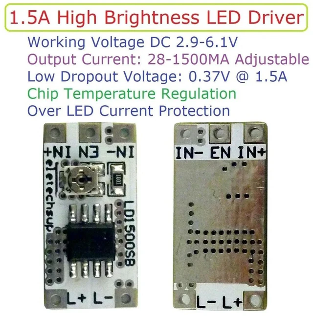 Main image of 28-1500mA Output Current High Brightness LED Constant Current Driver Board for Flashlight Headlights Emergency Lights Module