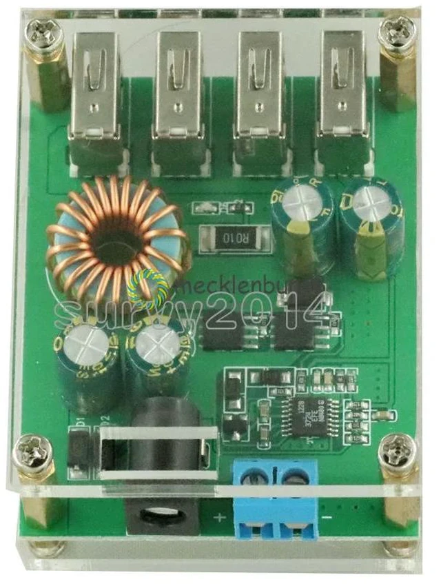 Main image of DC DC 7V-60V to 5V 5A 4 Four USB Output Buck Converter Board Step Down Power Supply Module Car Charger High Speed with case