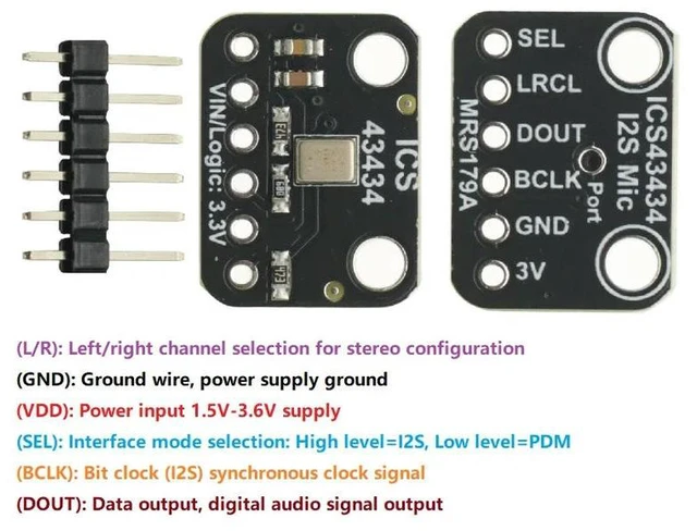 Main image of ICS43434 I2S 3.3V MEMS microphone Module Breakout Low cost Low Pass Filter Mini-module