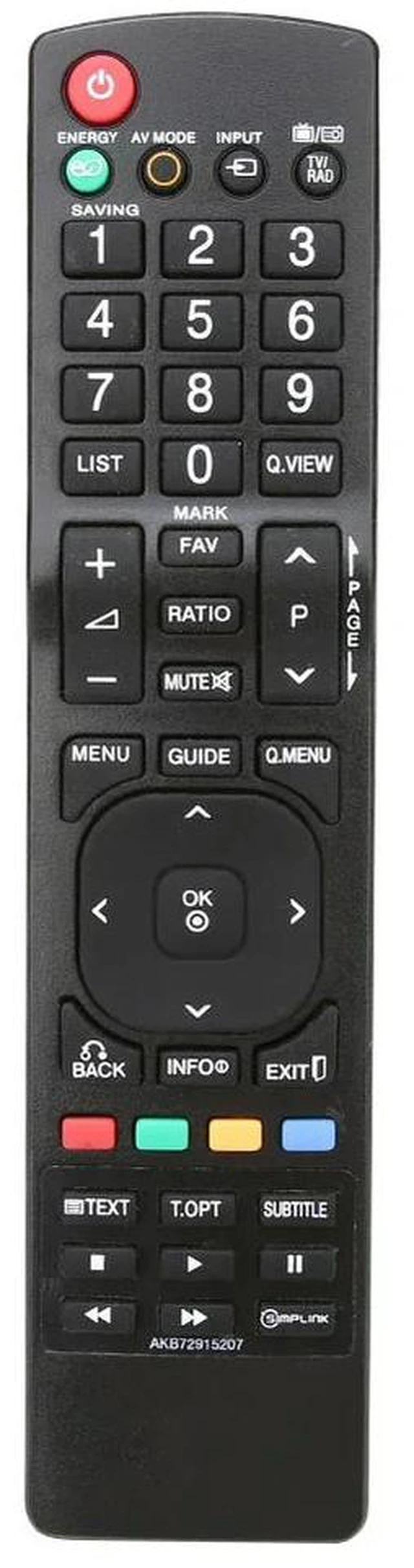 Main image of AKB72915207 Replacement for LCD TV AKB72915217 AKB72915244 32LD450 37LD320H 42LD320H 42 LD460 Remote Control