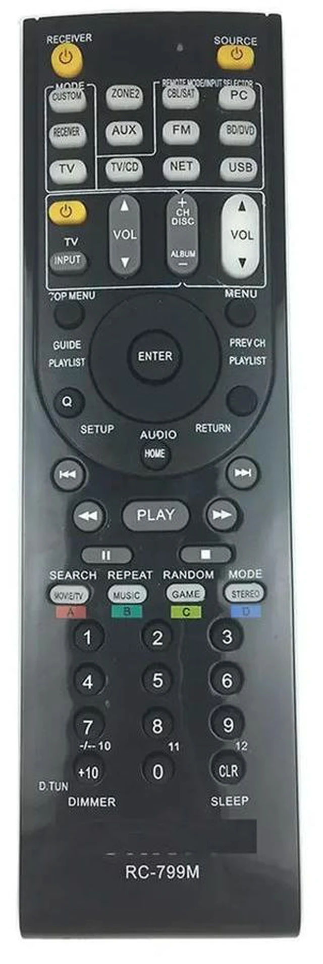 Main image of RC-799M Remote Control Suitable for Onkyo AV HT-R391 HT-R558 HT-R590 HT-R591RC-834M RC-737M RC-812M RC-801M RC-840M RC-837M