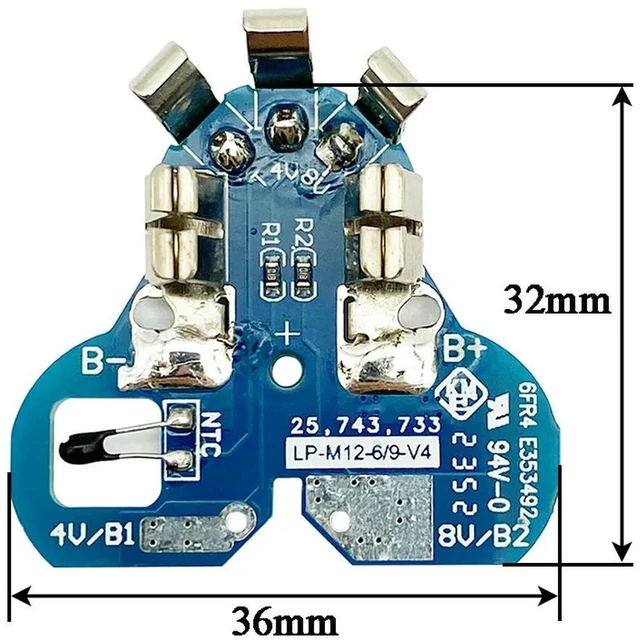 Alt view image 2 of 6 - M12 Charging Protection PCB Circuit Board For Milwaukee 12V 1.3Ah 1.5Ah 2Ah 4Ah 48-11-2411 M12 Li-ion