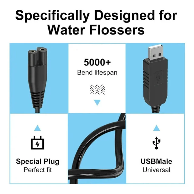 Alt view image 3 of 3 - USB Charger Cord Power Supply Adapter Charger For Waterpik Dental Irrigator Water Flosser Toothbrush WP360 WP450EC WP462EC GS8-1