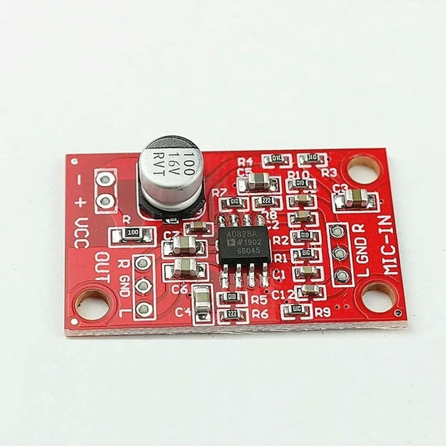 Main image of AD828 Stereo Dynamic Microphone Preamplifier Board MIC Preamp Module DC 3.8V-15V