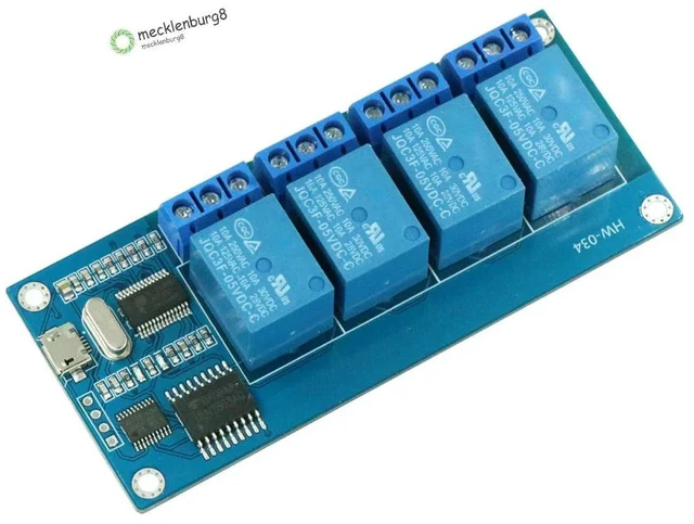 Main image of Micro USB 5V 4-Channel USB Relay Module Trigger Relay Module Serial Port For Board Module