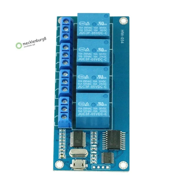 Alt view image 3 of 6 - Micro USB 5V 4-Channel USB Relay Module Trigger Relay Module Serial Port For Board Module