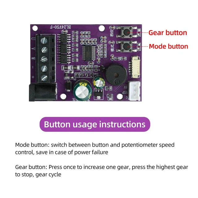 Alt view image 3 of 3 - DC12-24V 50W Fan Motor Driver Board DC Brushless Fan Speed Motor Conroller Regulator Power Supply with Potentiometer Control