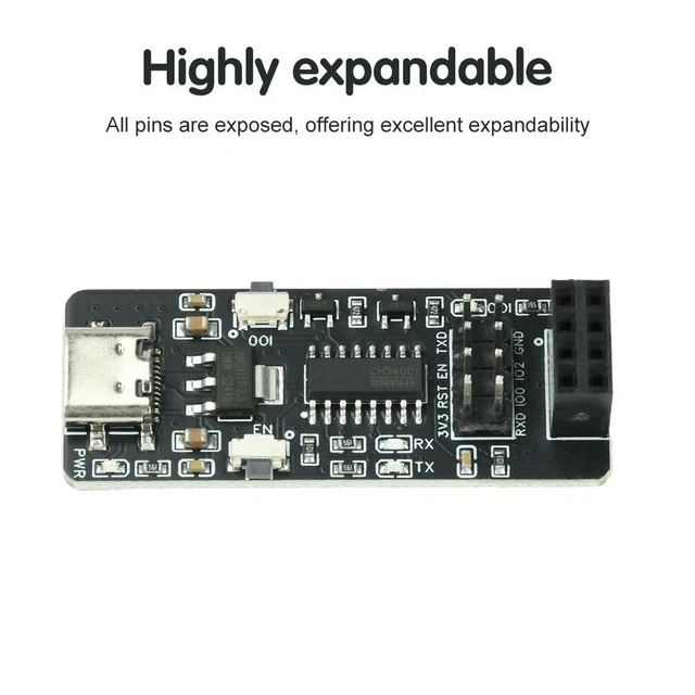 Alt view image 3 of 6 - CH340 ESP-01/01S Transparent Transmission Module ESP8266 Serial Port To Module Adapter Board Type C