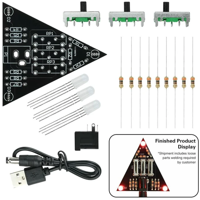 Main image of DC 5V LED Display Module Sliding Resistor RGB Dimmable LED Adjustable Color and Brightness DIY Soldering Practice Kit
