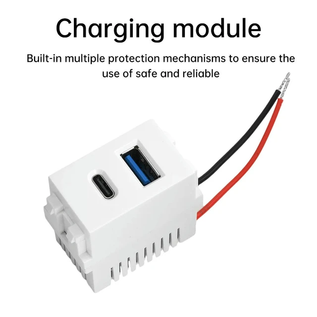 Alt view image 2 of 6 - 5V2.1A Type 128 USB Power Module 220V Socket Dual Port USB+Type C Charging Socket Module Switching Power Supply Modules