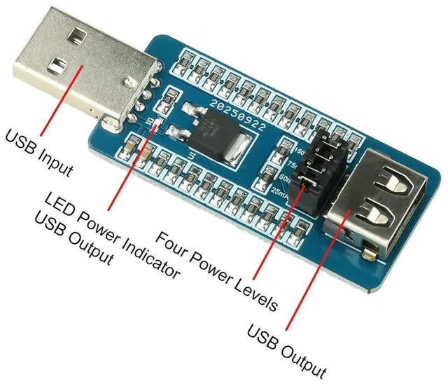 Alt view image 2 of 3 - Charging Protection Module USB A Power Bank Virtual Load Anti-Shutdown Module with Switchable Output Current