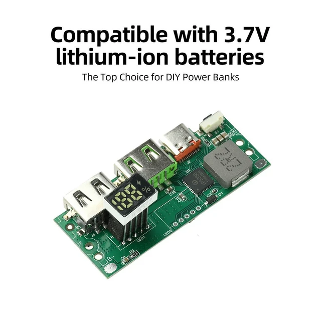 Alt view image 3 of 3 - IP5356 PD QC Fast Charging Module With Digital Display Charger Board Circuit Protection 3.7V