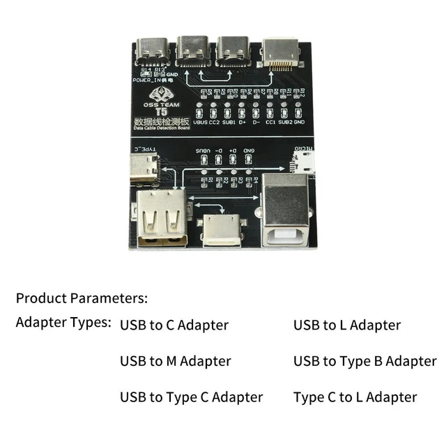 Alt view image 2 of 6 - T5 Detection Module Multi-Function Interface Cable Testing Module Data Cable Test Board Anomaly Detection Rapid Tester