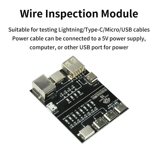 Alt view image 3 of 6 - T5 Detection Module Multi-Function Interface Cable Testing Module Data Cable Test Board Anomaly Detection Rapid Tester