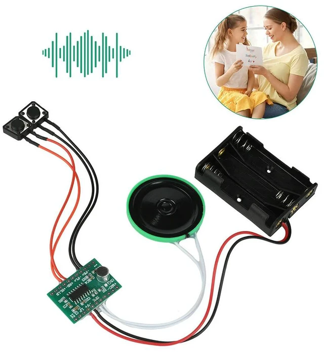 Alt view image 2 of 3 - 60 Second Greeting Card Module Recordable DIY Voice Sound Record Chip for Holiday Crafts Light and Buttons Greeting Card Module