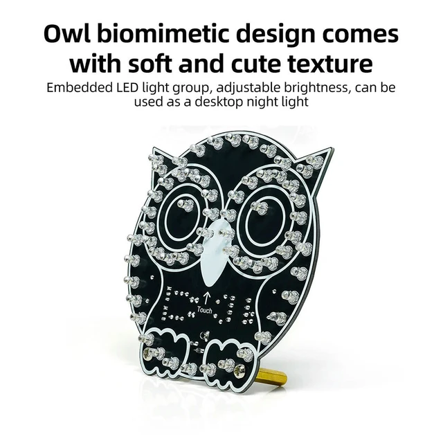 Alt view image 2 of 3 - DIY Soldering Learning Kit Touch Control Owl LED Light Electronic Practice for Beginners Education Kit DC 5V