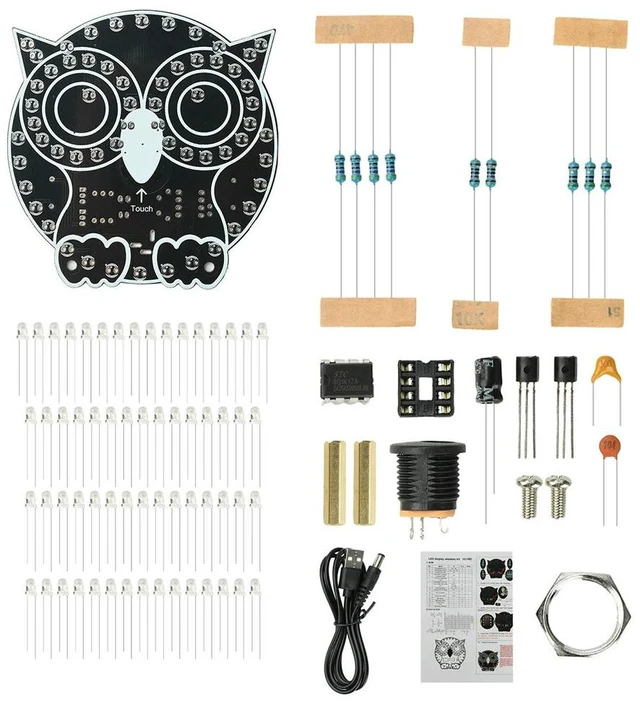 Main image of DIY Soldering Learning Kit Touch Control Owl LED Light Electronic Practice for Beginners Education Kit DC 5V
