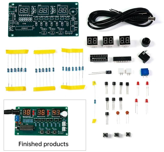 Main image of Six Digit Red Display Digital Clock Module DC 5-12V Electronic Kit 51 Microcontroller Welding Practice DIY Spare Parts