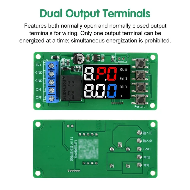 Alt view image 2 of 3 - T2101 Relay Module DC 12V Dual Mode Single Channel Direct Output Programmable Timer Controller Delay Relay Module