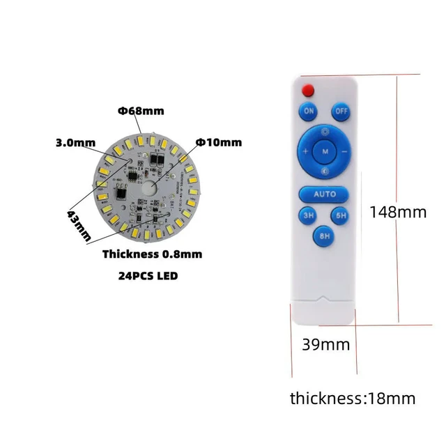 Alt view image 2 of 3 - Solar Light Circuit Board Ceiling Light Replacement Led Module 3.2V 3.7V 12W Led Panel Light Board Dimmable Remote Control