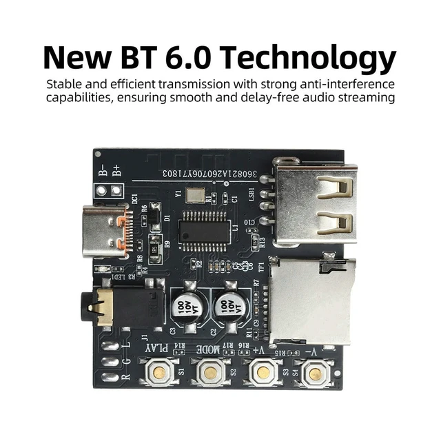 Alt view image 2 of 3 - DC 5V BT 6.0 MP3 Audio Decoding Board Audio Receiver Module Type C Supports AAC Supports Online Tuning
