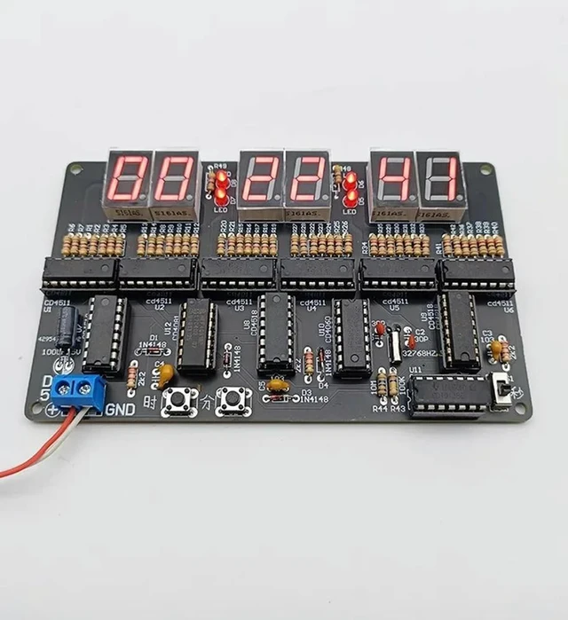 Main image of DC 4.5V-5.5V 6-bit digital circuit clock kit, electronic clock teaching and practical training, welding and DIY parts production