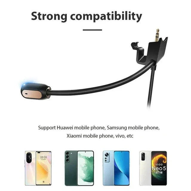 Alt view image 3 of 3 - Gaming Headset Microphone Mic 3.5mm Plug Detachable Gaming Boom Microphone Noise Cancelling Gaming Boom Mic for QC35/QC45