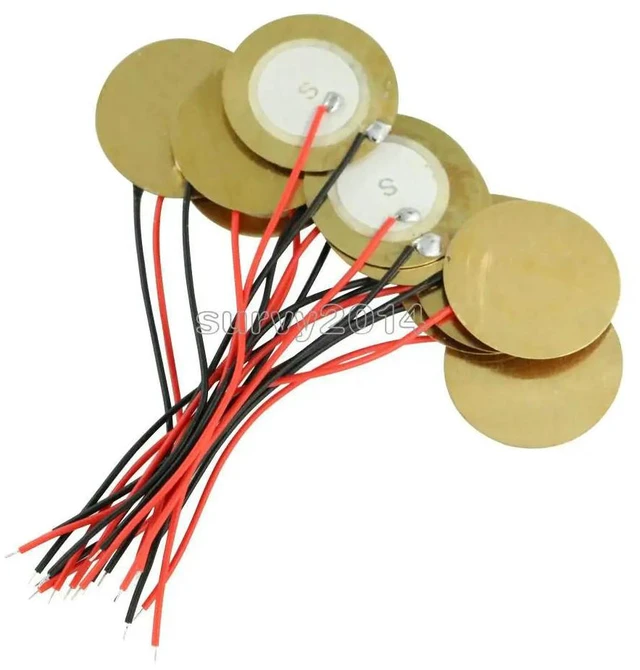 Main image of 10PCS 20mm Piezo Elements Sounder Sensor Trigger Drum Disc 6.5KHZ + wire copper