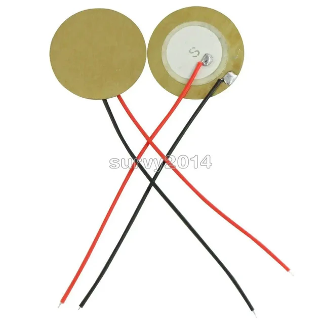Alt view image 2 of 3 - 10PCS 20mm Piezo Elements Sounder Sensor Trigger Drum Disc 6.5KHZ + wire copper