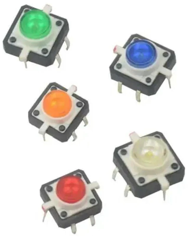 Main image of 5PCS 12X12X7.3 Tactile Push Button Switch Momentary Tact LED 5 color