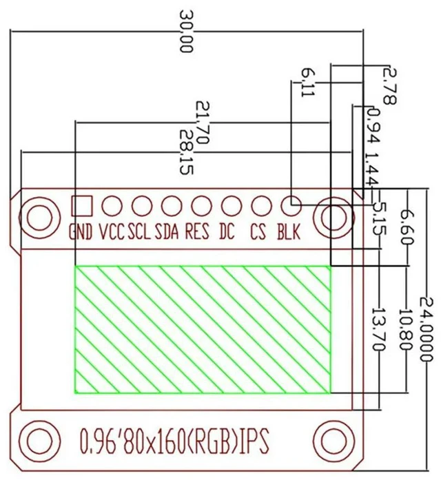 Alt view image 2 of 2 - 0.96 inch 80X160 IPS LCD Display Module Full Color TFT 65K ST7735 Driver LCD Screen 3.3V SPI Interface Replace OLED