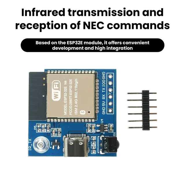 Alt view image 3 of 3 - ESP32E-N4 Transparent Transmission Module Development Board Infrared Transmitter Receiver NEC Command Module Type C