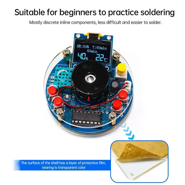 Alt view image 3 of 3 - USB Humidifier Atomizing OLED Display Temperature Humidity Spray Circuit Board DIY Kit Manufacturing Welding Exercise Parts 5V