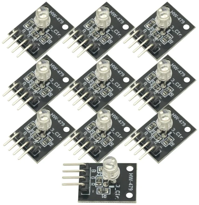 Main image of 10pcs 4Pin RGB Module KY-016 Three Colors 3 Color RGB LED Sensor Module for MCU AVR PIC Raspberry