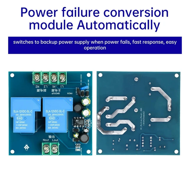 Alt view image 2 of 3 - AC 90-220V 2 Way Power Automatic Switcher 30A Dual Power Supply 2 in 1 Out Power Outage Conversion Module Emergency Disconnector