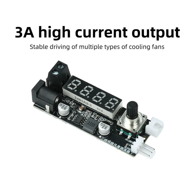 Alt view image 3 of 3 - 2/3 Wirn Speed Controller DC 12V 3A Digital Display With Temperature/RPM Display Adjustable Output Voltage
