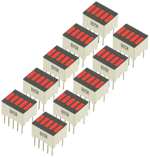 Alt view image 2 of 3 - 10Pcs/lots 5 Segment Red Color 1 Digit Bar LED Display Electronic PCB Board