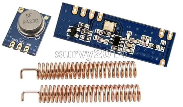 Main image of 433MHz 100 Meters Module Kit ASK Transmitter STX882 + ASK Receiver SRX882 + 2Pcs Copper Spring Antenna