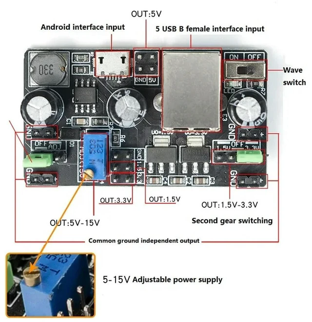 Main image of 5V Bread board Power Supply Module adjustable power supply dual output DC voltage regulator Android interface USB Bread Board