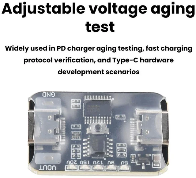 Alt view image 3 of 6 - PD2.0 Fast Charging Deceiver 5V 9V 12V 15V 20V 5A Deception Module Adjustable Voltage Aging Test Output Type C