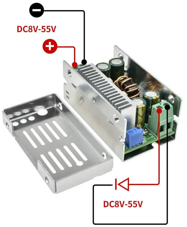 Alt view image 2 of 6 - 15A Dc Dc Adjustable Module 200W 8-55V Input 1-35V Output High Power DC Pressure Regulating Board with Aluminum Shell