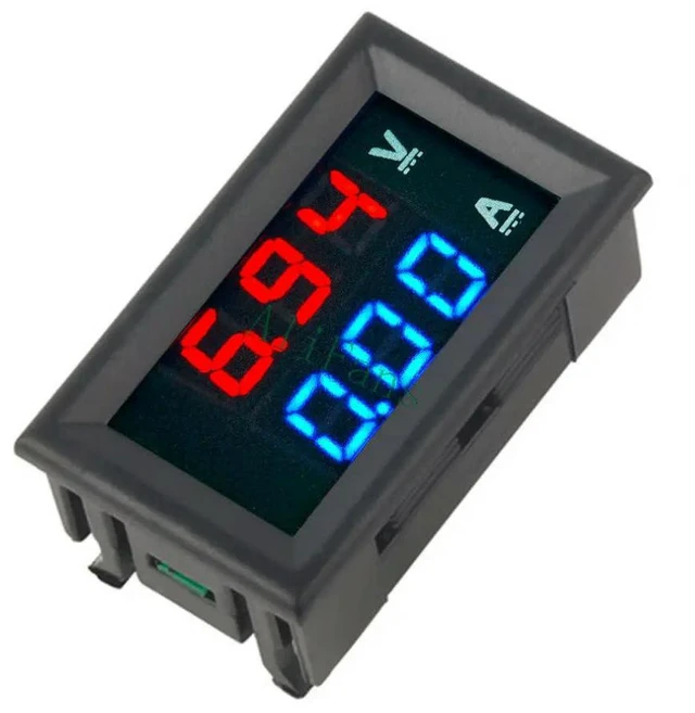 Main image of Mini Digital Voltmeter Ammeter DC 100V 10A Panel Amp Volt Current Meter Tester 0.28" Blue + Red Dual LED Display With Lines