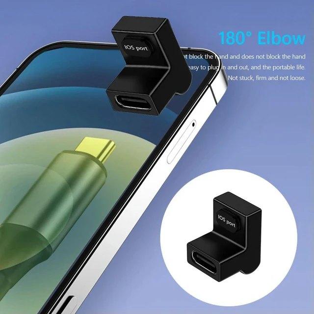Alt view image 2 of 3 - Type-C Female PD20W To 8 Pin Adapter U Shape 8 Pin Angle Adapter 180 Degree Angled 8 Pin Male To USB C Female Adapter for