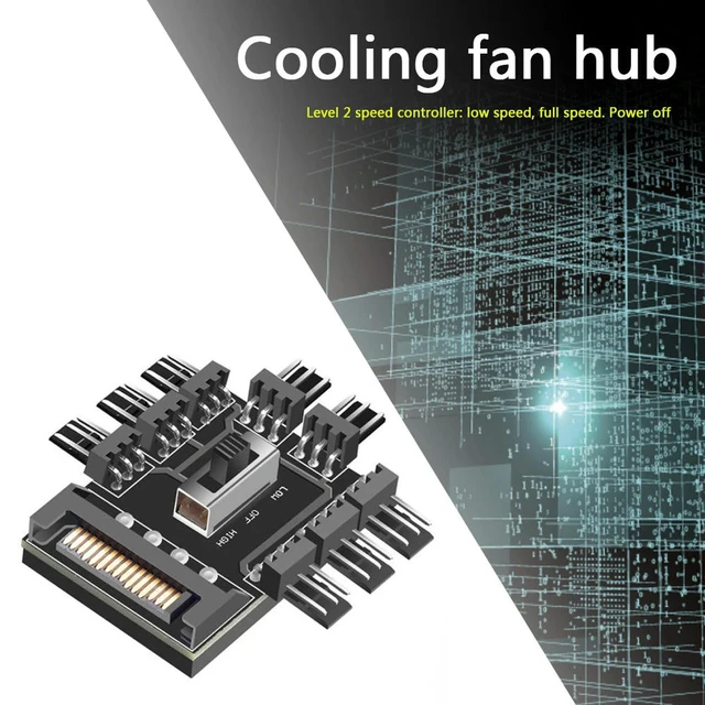 Alt view image 2 of 3 - Multi Way Splitter Cooling Fan Hub SATA 1 to 8 3Pin 12V Power Suppply Cooler