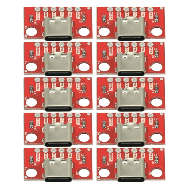 Alt view image 2 of 6 - 10PCS USB C Breakout Type C Connector Board 3.1 Serial Basic Female Connector USB Breakout Board Adapter