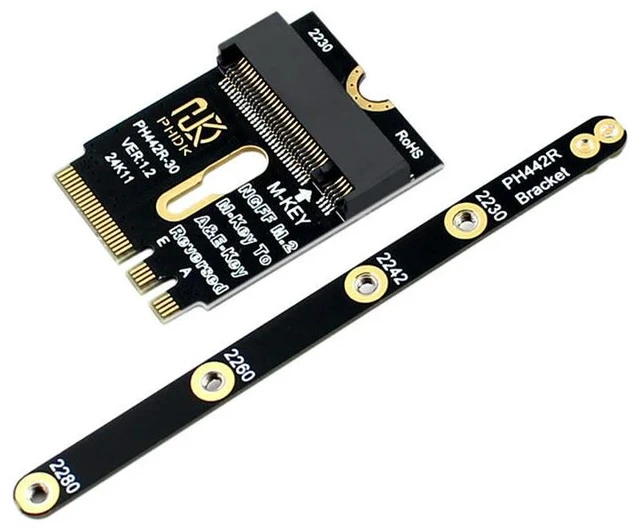 Alt view image 3 of 3 - M.2 A+E To NVME SSD Adapter PCI-E 4.0 Adapter NGFF A+E-Key Male To NVME M-key Female Extension for 2230 2242 2260 2280 NVME SSD