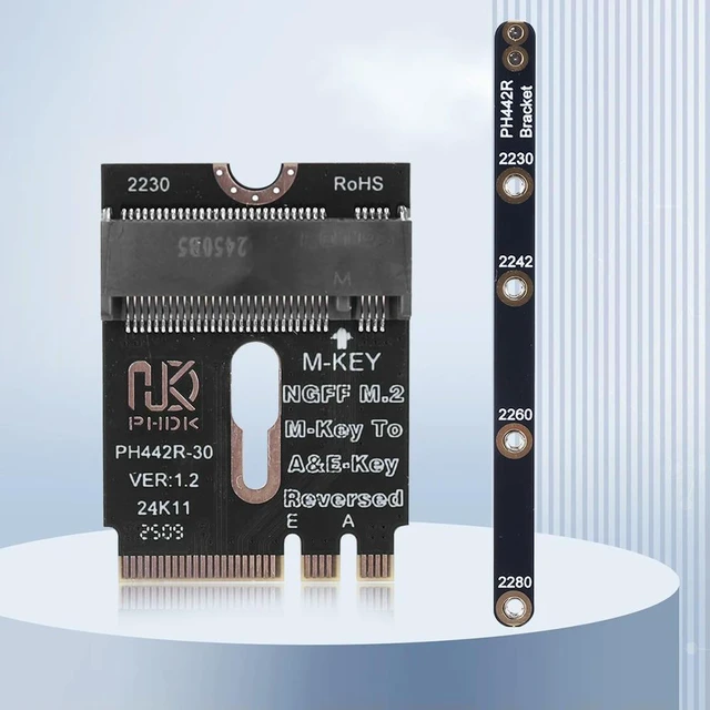 Alt view image 2 of 3 - M.2 A+E To NVME SSD Adapter PCI-E 4.0 Adapter NGFF A+E-Key Male To NVME M-key Female Extension for 2230 2242 2260 2280 NVME SSD